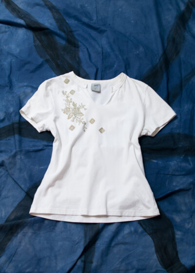 Vintage Y2K Flower Baby Tee in Beige