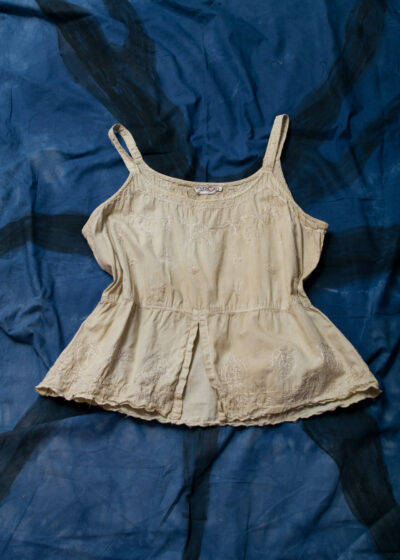 Reworked Vintage 70s Hippie Crop Top in Mud Wash Green