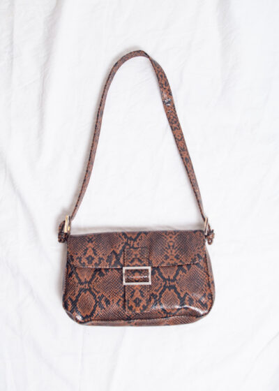 Vintage Y2K Snake Print Shoulder Bag in Brown