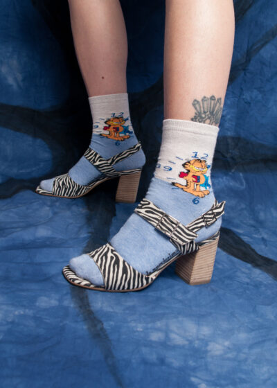 Vintage Y2K Zebra Leather Sandals in Black