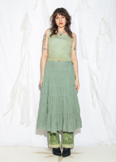 Vintage Y2K Maxi Skirt in Mud Green