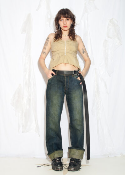 Reworked Vintage Y2K Wide-Leg Jeans in Blue