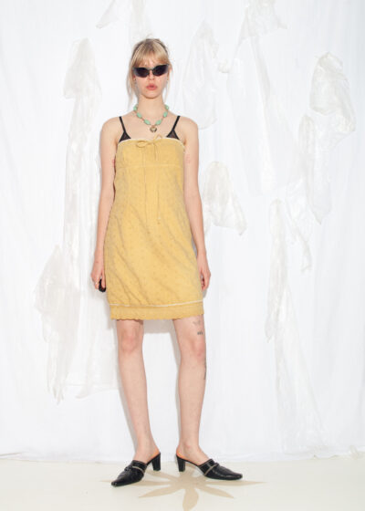 Vintage Y2K Pepe Jeans Midi Dress in Yellow Cotton