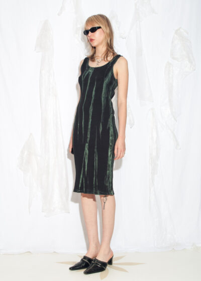 Reworked Vintage Y2K Midi Dress in Green and Black