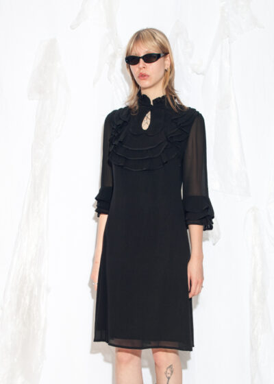 Vintage Y2K BIBA Midi Dress in Black