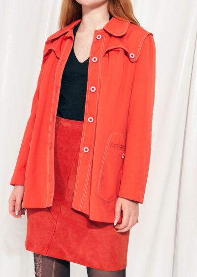Vintage Trench Coat 70s Orange Jacket