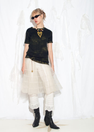 Reworked Vintage Y2K Heart Patch Tee in Green