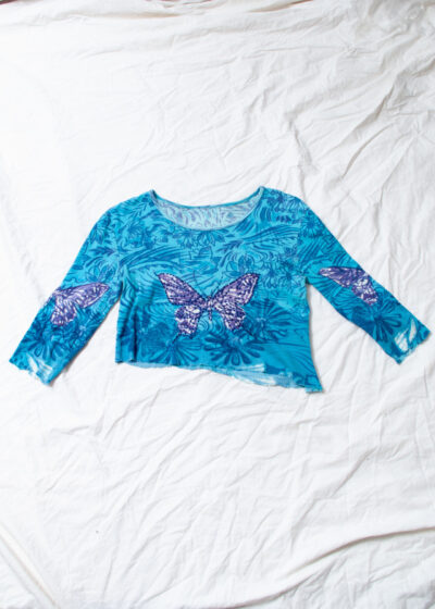 Vintage Y2K Butterfly Top in Blue