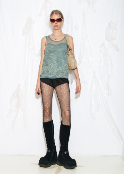 Vintage Y2K Intimissimi Lace Top in Pastel Teal