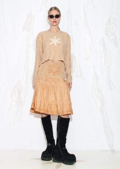 Reworked Vintage Y2K Wool Blend Knit Jumper with Star Patch