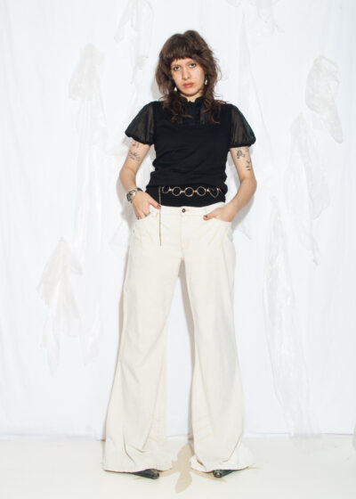 Vintage Y2K Wide-Leg Trousers in Beige