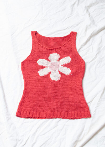 Vintage Y2K Daisy Knitted Top in Orange