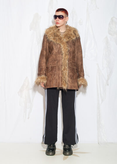 Vintage Y2K Penny Lane Leather Coat in Brown