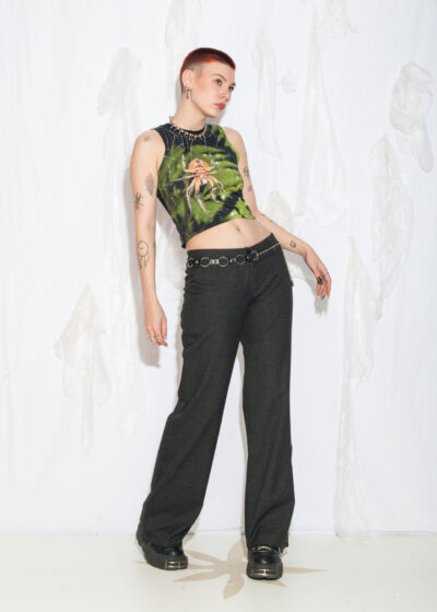 Vintage Y2K Low Rise Flare Pants in Grey