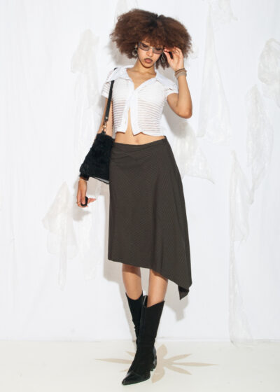 Vintage Y2K Batiste Midi Skirt in Brown