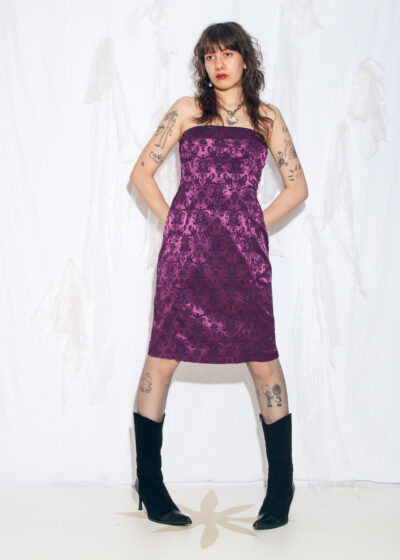 Vintage Y2K Evening Dress in Metallic Purple