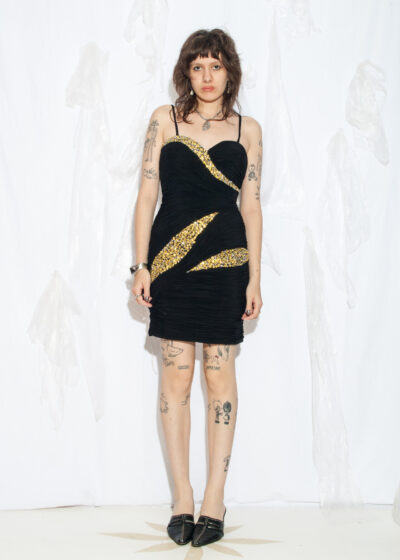 Vintage Y2K Terani Couture Mini Dress in Black