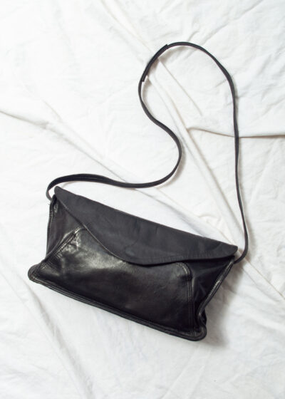 Vintage 90s Black Leather Envelope Bag