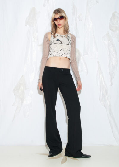 Vintage Y2K Low Rise Flare Trousers in Black
