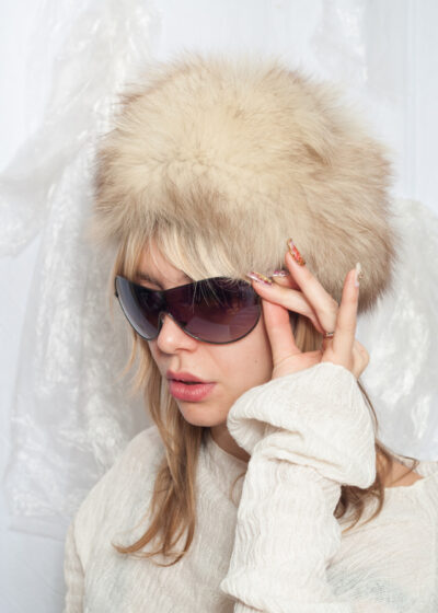 Vintage 60s Real Fur Hat in Beige