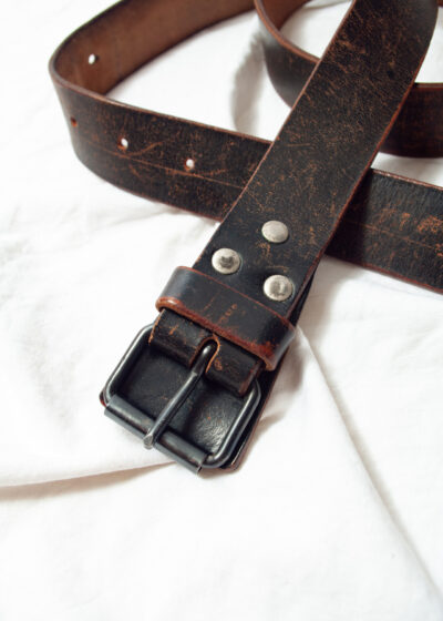 Vintage 90s Chunky Leather Belt in Brown