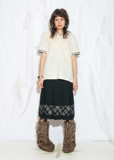 Reworked Y2K Pierre Cardin Collared Tee in White