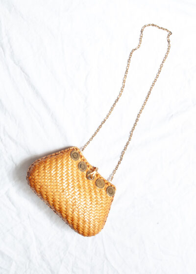 Vintage 70s Rodo Wicker Bag in Gold