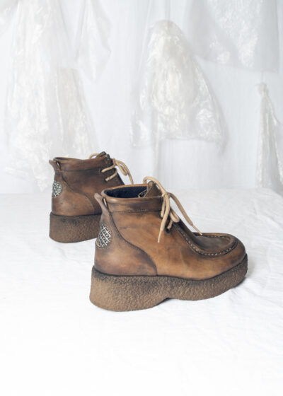 Reworked Vintage 90s Tracker's Leather Boots in Brown