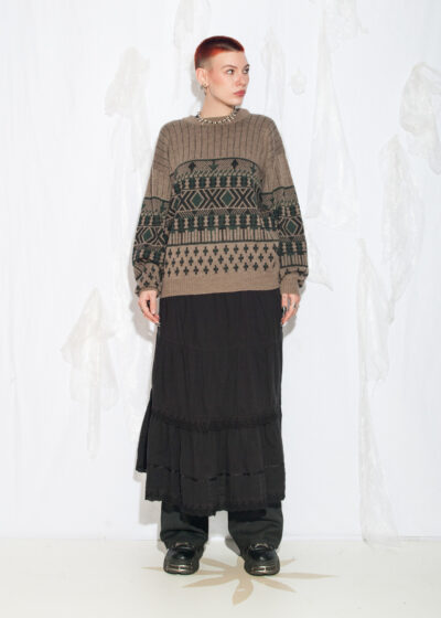 Vintage 80s Cabincore Knit Jumper in Brown