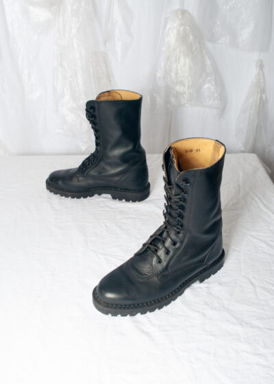 Vintage 90s Boston Combat Boots in Black Leather