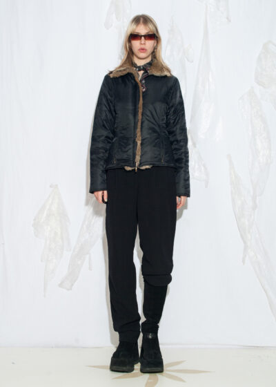 Vintage Y2K Slim Fit Jacket with Real Fur Collar
