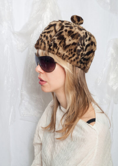 Vintage 60s Cheetah Fur Pillbox Hat in Brown