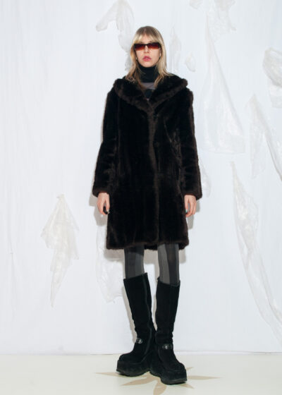 Vintage 80s Faux Fur Coat in Brown