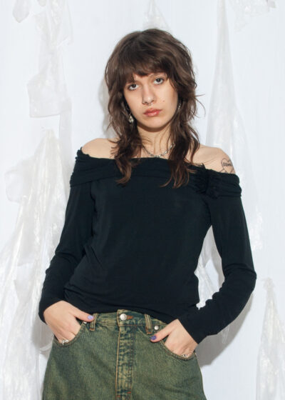 Vintage Y2K Off Shoulder Marella Top in Black