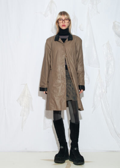 Vintage 80s Oversized Leather Coat in Brown