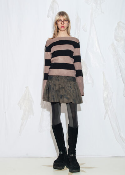 Rewoked Vintage Y2K Knit Jumper in Overdyed Black Striped