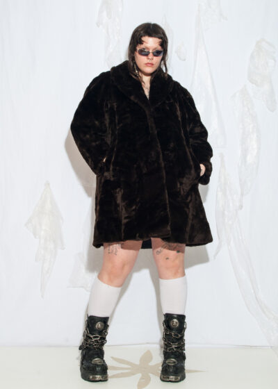 Vintage 80s Faux Fur Coat in Brown