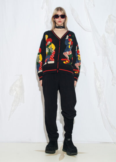 Vintage Y2K Circus Knit Cardigan in Black