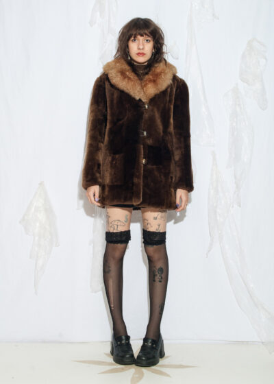 Vintage 60s Real Fur Shearling Coat in Brown