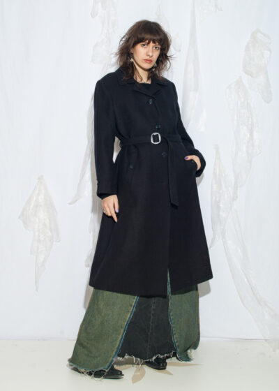 Vintage 70s Pure Wool Coat in Dark Blue