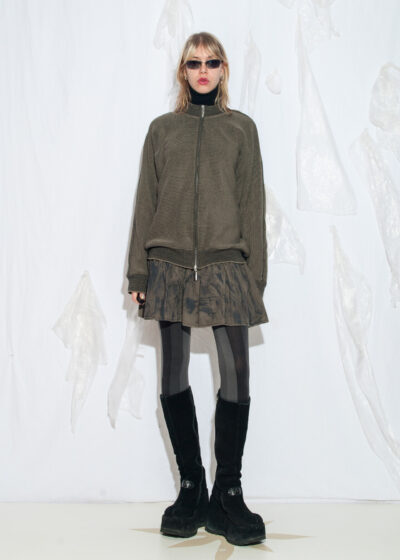 Vintage Y2K Carlo Colucci Knit Cardigan in Khaki