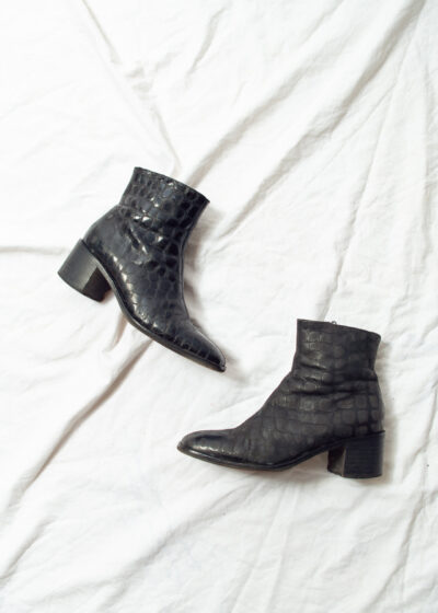 Vintage 80s Leather Boots in Black