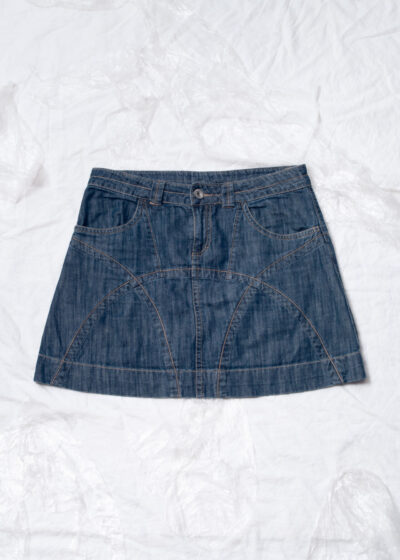 Vintage Y2K Sporty Denim Mini Skirt in Blue