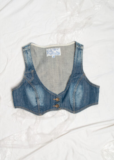 Vintage Y2K Denim Vest in Blue