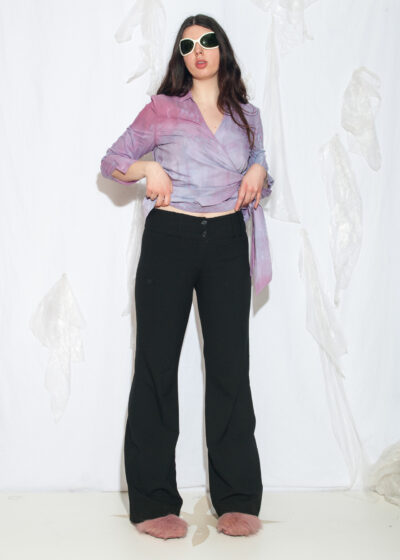 Vintage Y2K Super Long Bootcut Trousers in Black