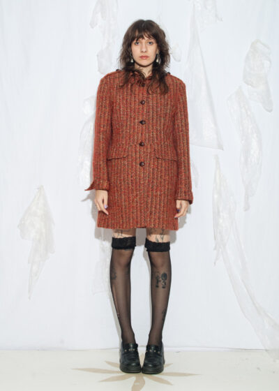 Vintage Y2K Wool Blend Coat in Rust Brown