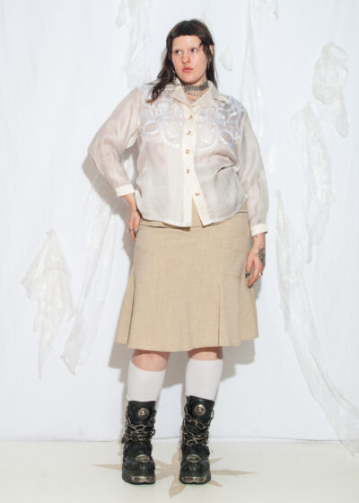 Vintage 90s Escada Silk Blouse in Beige