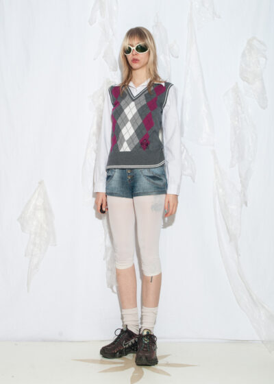 Vintage Y2K Office Siren Layered Shirt in Grey