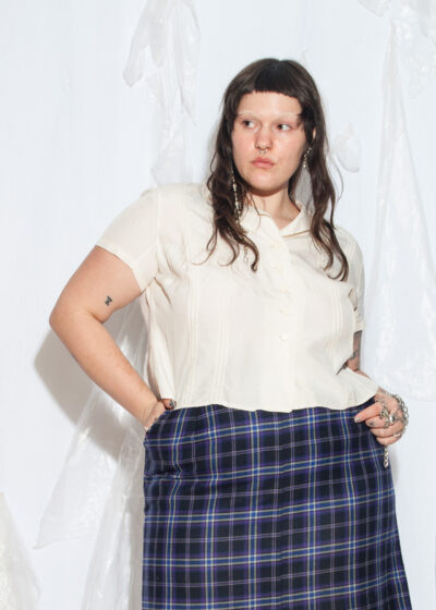 Vintage 50s Handmade Crop Shirt in Beige