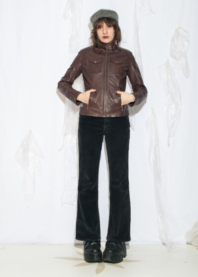 Vintage Y2K Racing Leather Jacket in Brown